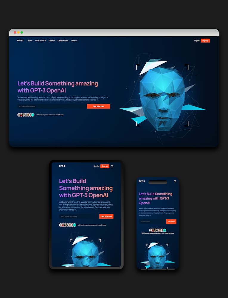 GPT3 website mockup