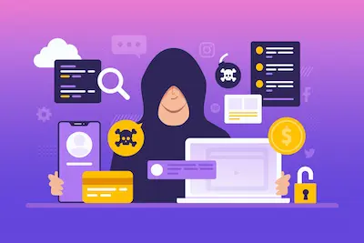 Hacker activity concept with man and devices - Designed by Freepik