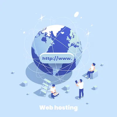 Web hosting icons isometric composition - illustration by macrovector on Freepik